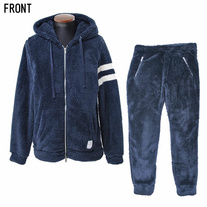 CavariA(キャバリア)ライン入りボアセットアップ(パーカー&パンツ2点