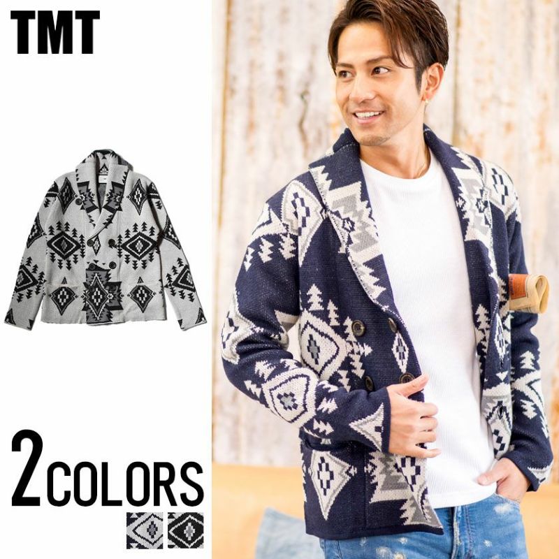 TMT(ティーエムティー)NATIVE JACQUARD KNIT W-BREASTE CARDIGAN/全2色