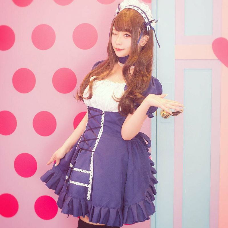 costume(コスチューム)ハロウィン メイド2点セット（ワンピース、カチューシャ）