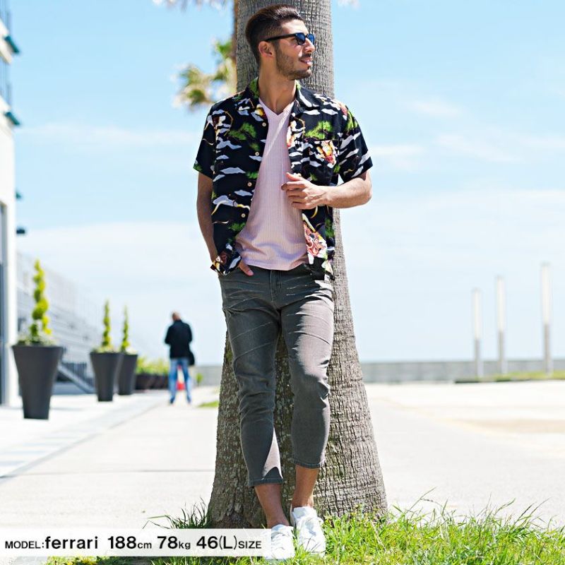 デニムパンツ メンズ CavariA(キャバリア)膝タッククロップドデニム