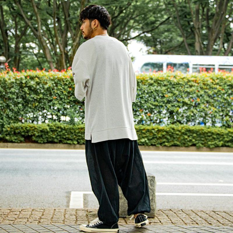 モユル黒圧縮ウールサルエルパンツ ワイドパンツ メンズ yul(ユル)カダルサルエルパンツ/全6色