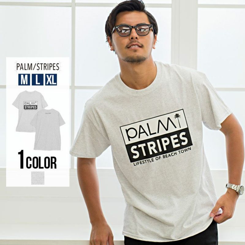 PALM/STRIPES(パームストライプス)ヤシの木ロゴプリントTシャツ/全1色