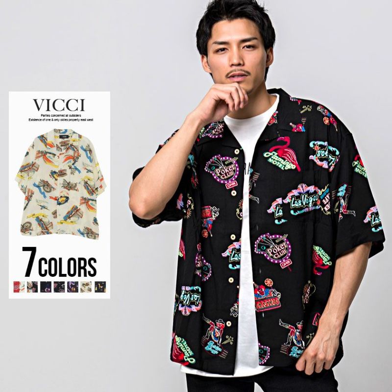 VICCI(ビッチ)総柄ビッグシルエットアロハシャツ/全7色