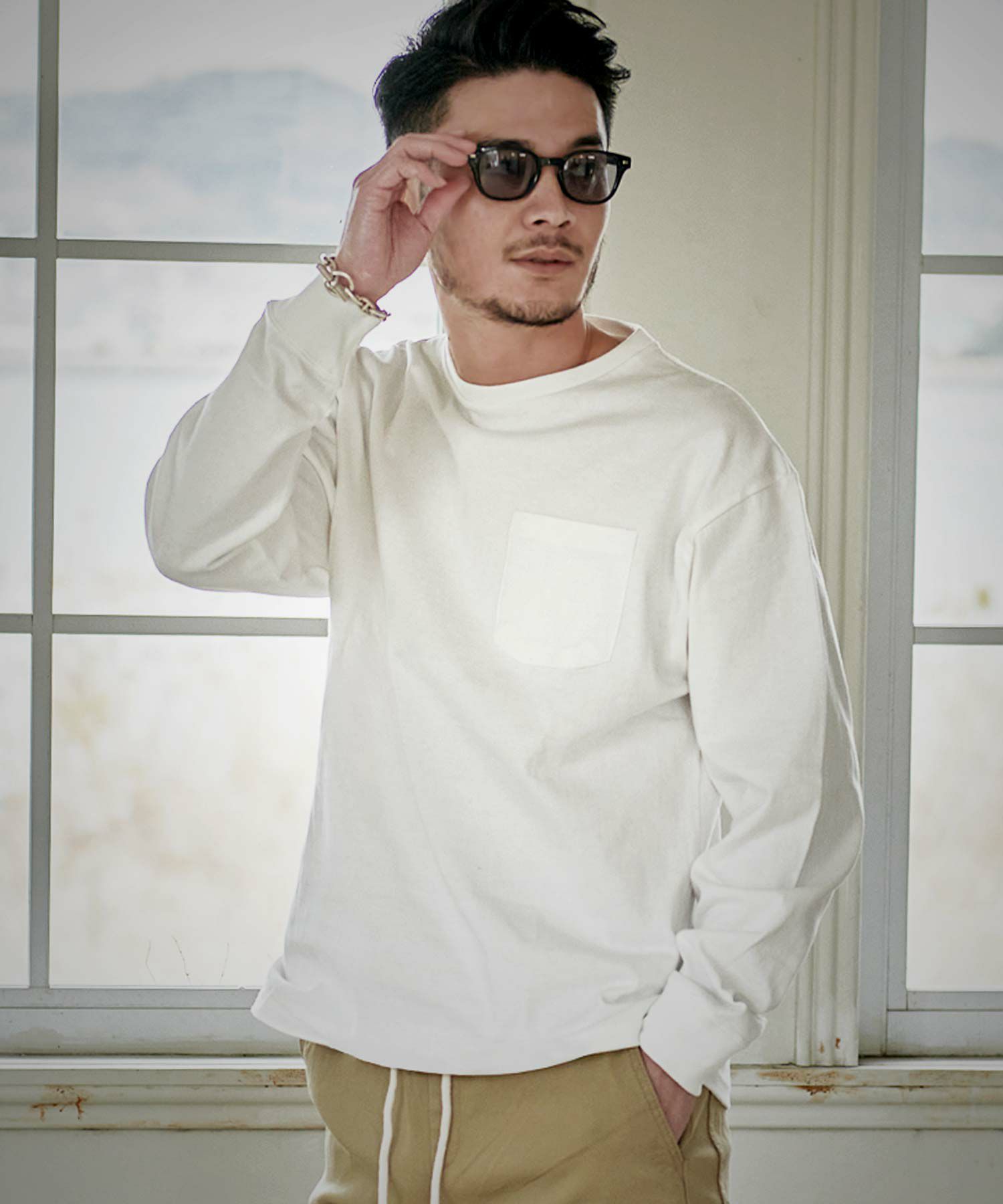  CavariA(キャバリア)USAコットンビッグシルエットクルーネック長袖Tシャツ/全9色