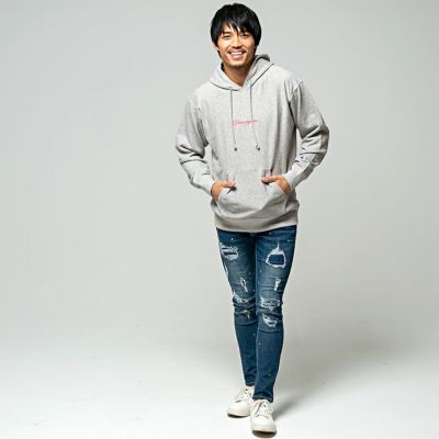 チャンピオン 中綿ジャケットパーカー フーディ 裏キルティング ロゴ刺繍b12 Champion(チャンピオン)ロゴ刺繍入りプルオーバーパーカー/全4色