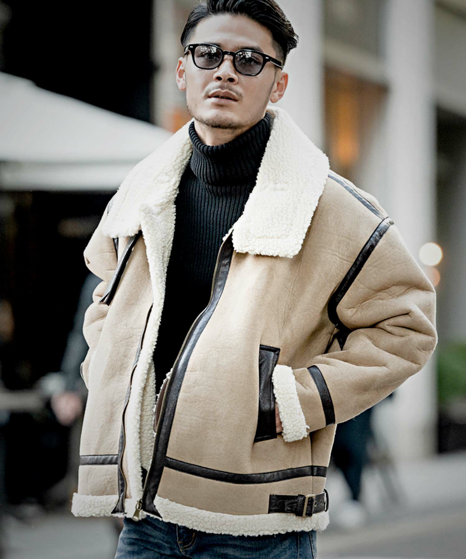 CavariA(キャバリア)フェイクムートン裏ボアジップアップジャケット/全4色