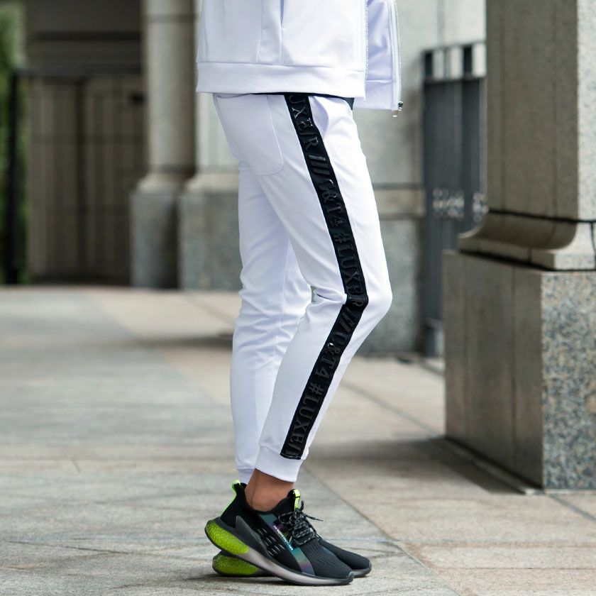 LUXE／R(ラグジュ)エンボス箔ラインプリントストレッチリブパンツ/全3色