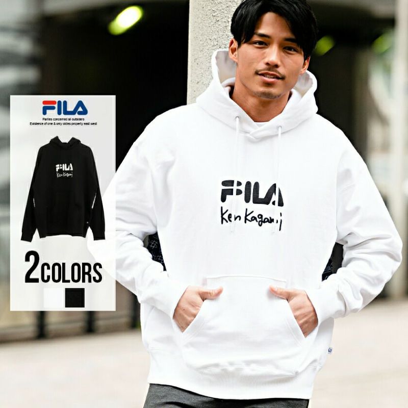 FILA(フィラ)バックナイロン貼付けヘヴィーウェイト長袖プルパーカー/全2色