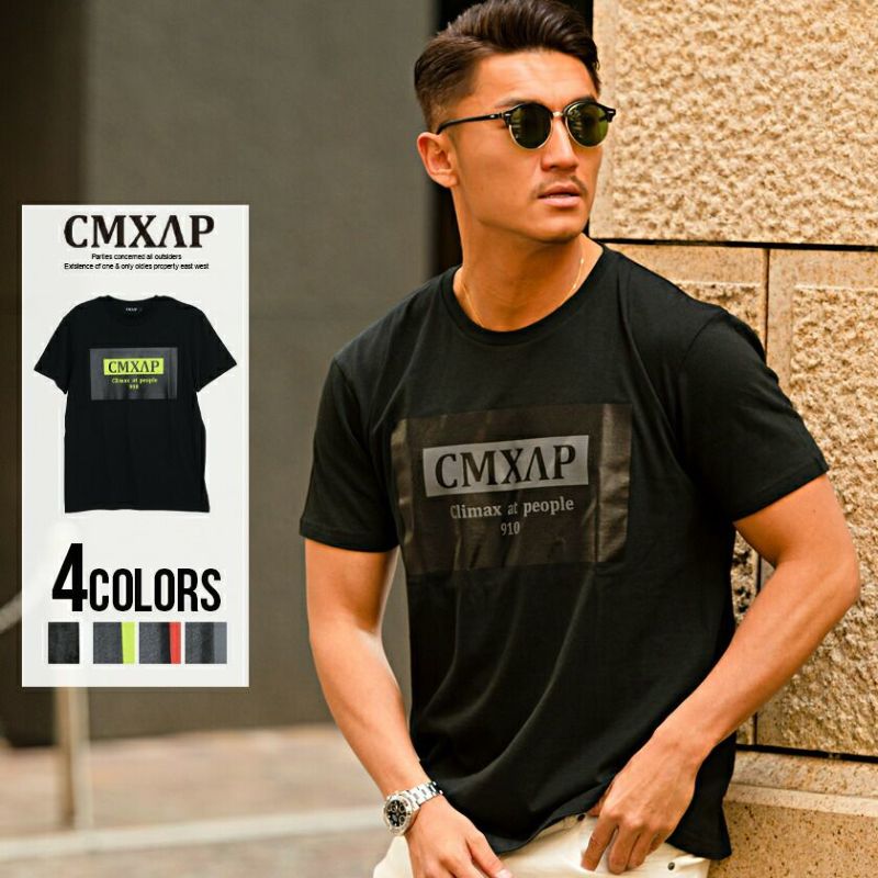 CMXAP(クマアピ)ボックスロゴプリント入りクルーネック半袖Tシャツ/全4色