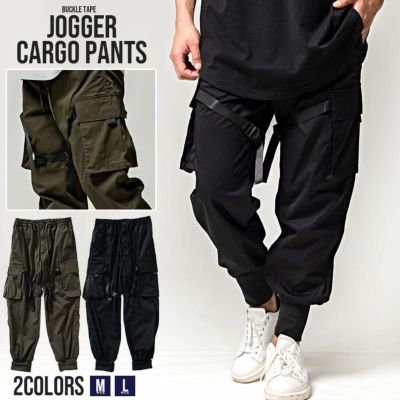 CavariA(キャバリア)バックルテープ付きジョガーカーゴパンツ/全2色
