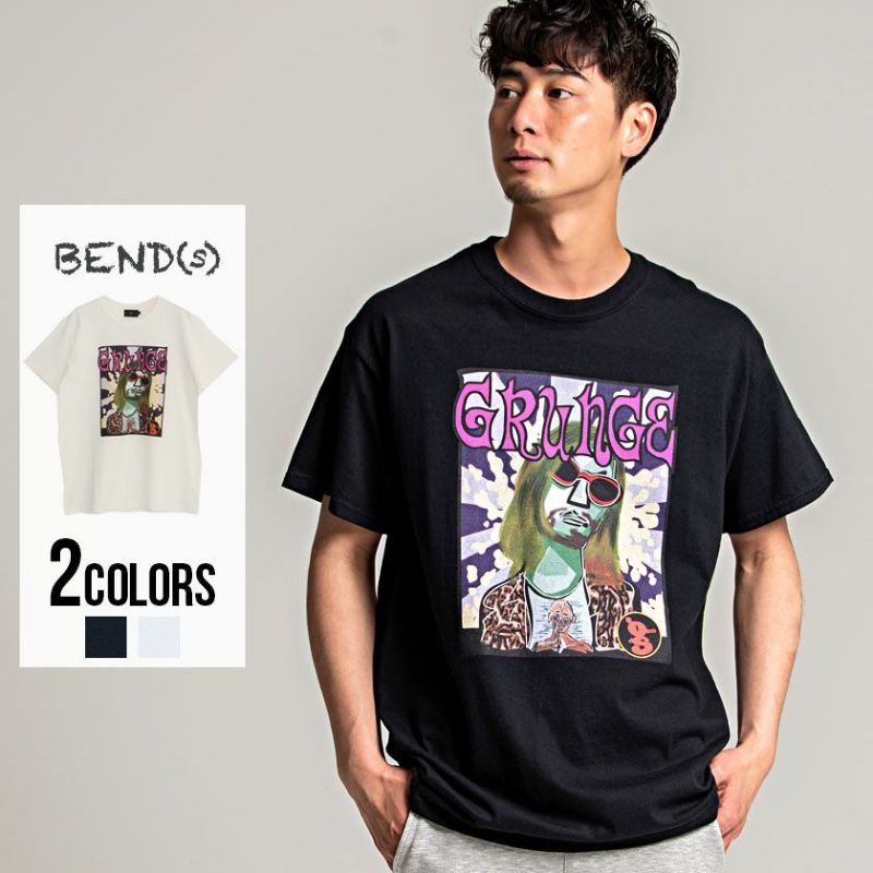 BENDS(ベンズ)オマージュプリントクルーネック半袖ビッグTシャツ/全2色