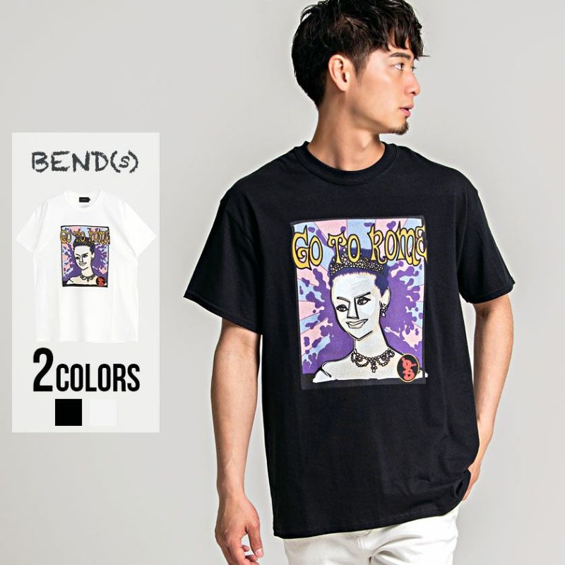 BENDS(ベンズ)オマージュプリントクルーネック半袖ビッグTシャツ/全2色