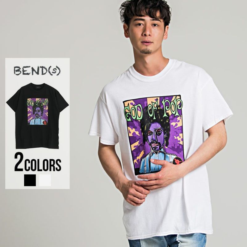 BENDS(ベンズ)オマージュプリントクルーネック半袖ビッグTシャツ/全2色