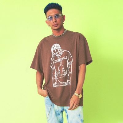RAZZIS(ラズ)ラッパープリントクルーネック半袖ビッグTシャツ/全2色