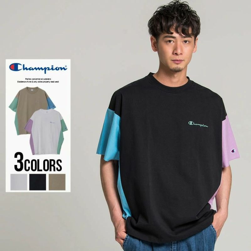 Champion(チャンピオン)配色切り替えクルーネックドルマンスリーブビッグTシャツ/全3色