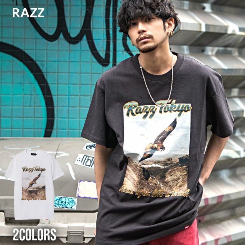 RAZZIS(ラズ)イーグルフォトロゴプリントクルーネック半袖Tシャツ/全3色