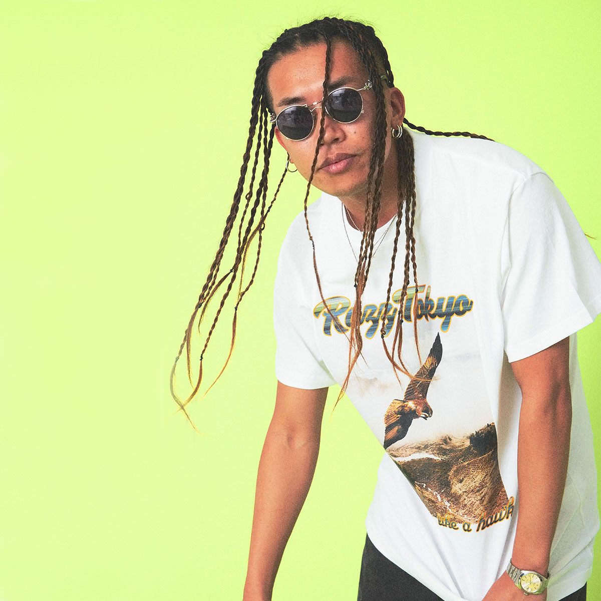 RAZZIS(ラズ)イーグルフォトロゴプリントクルーネック半袖Tシャツ