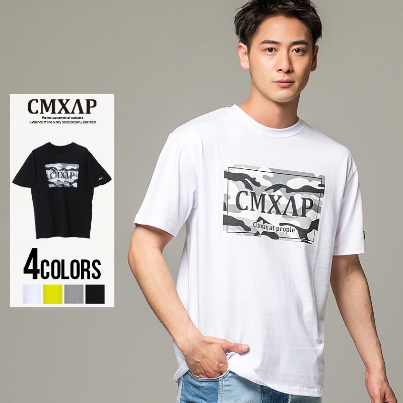 CMXAP(クマアピ)カモフラージュ柄ボックスロゴプリントクルーネック半袖Tシャツ/全4色