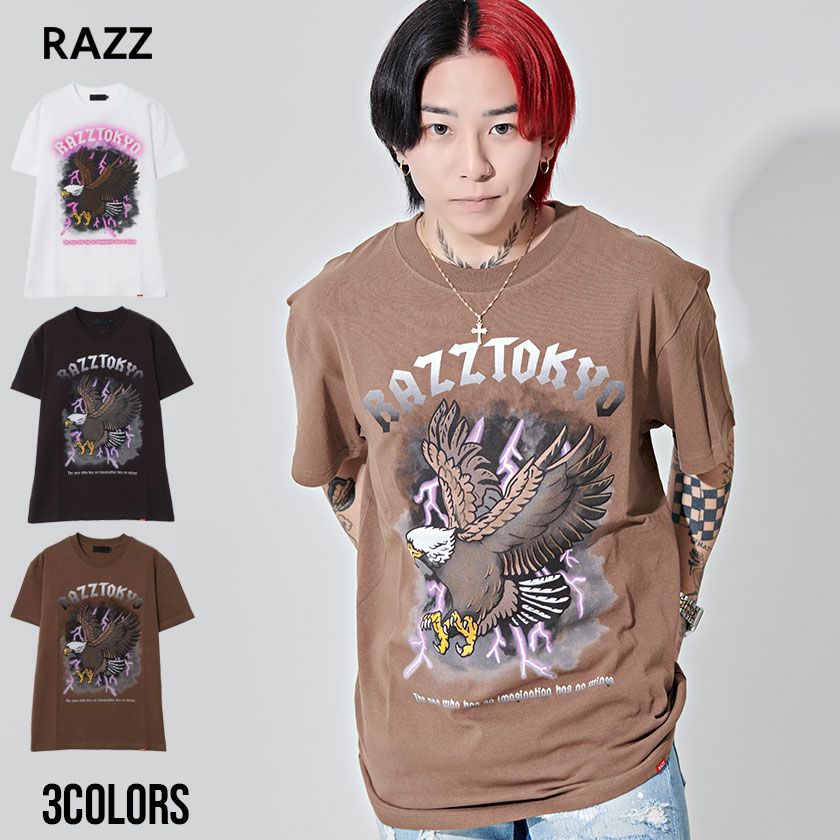 RAZZIS(ラズ)コンドルロゴプリントクルーネック半袖Tシャツ/全3色