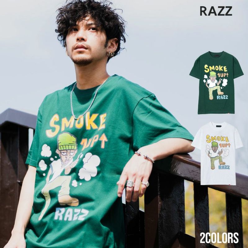 RAZZIS(ラズ)スモーカープリントクルーネック半袖Tシャツ/全2色