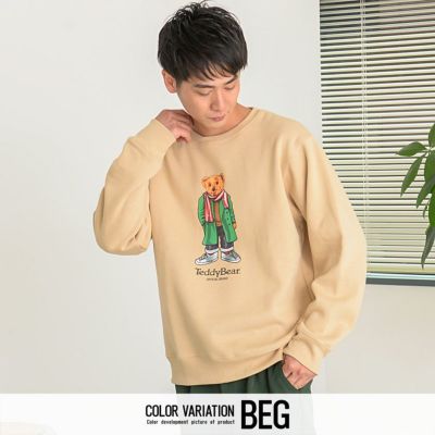 TeddyBear(テディベア)ロゴプリントクルーネック長袖裏起毛