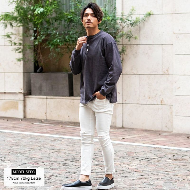 Goodwear(グッドウェア)USAコットンヘンリーネック長袖Tシャツ