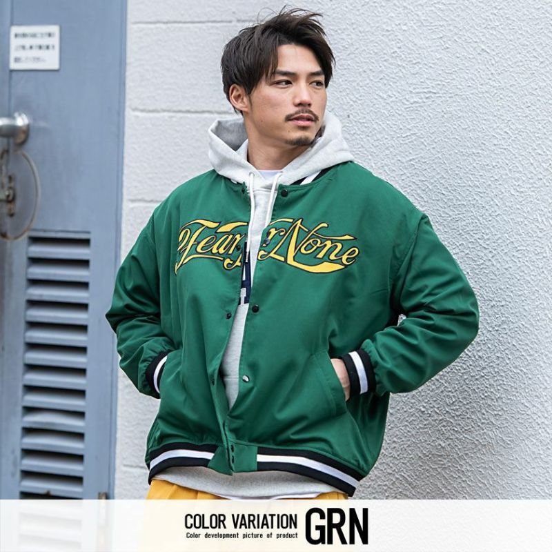 CavariA(キャバリア)フェルトロゴ刺繍配色切り替えスタジャン/全3色