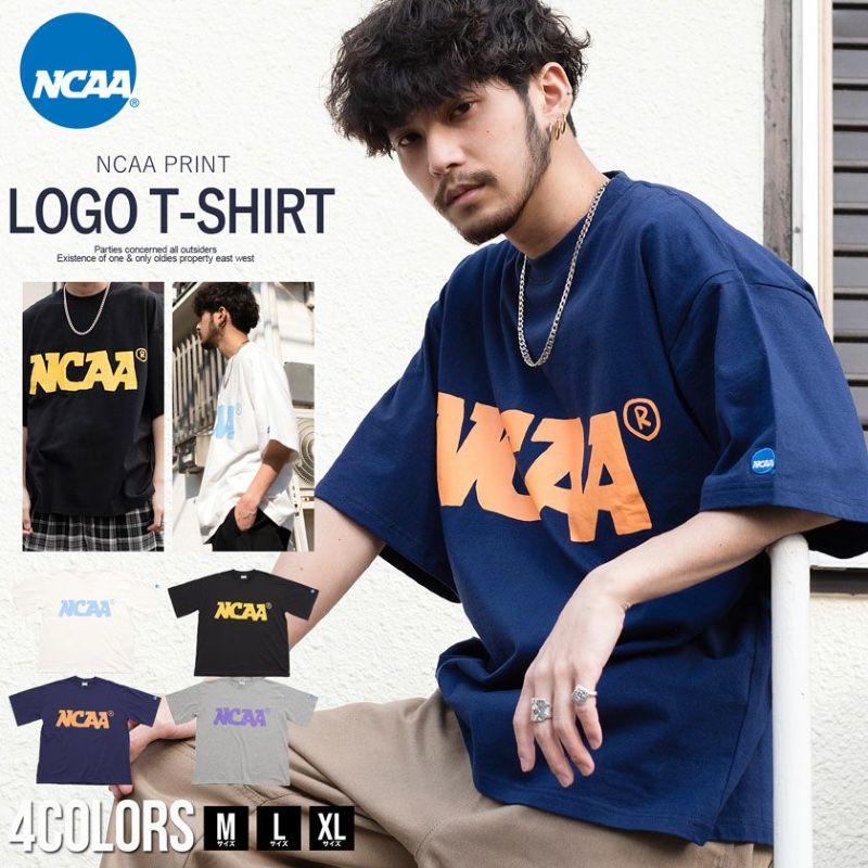 NCAA（エヌシーエーエー)ロゴプリントクルーネック半袖Tシャツ/全4色