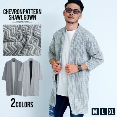 CavariA(キャバリア)シェブロン柄7分袖ショールガウン/全2色