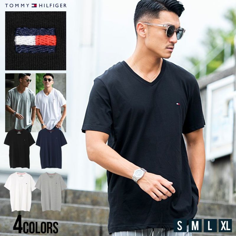 TOMMY HILFIGER(トミー ヒルフィガー)Vネック半袖Tシャツ/全4色