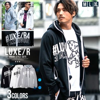 LUXE／R(ラグジュ)発泡ロゴプリントジップアップ長袖パーカー/全3色