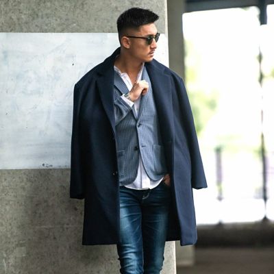 送料無料】CavariA(キャバリア)ドロップショルダーチェスターコート/全3色