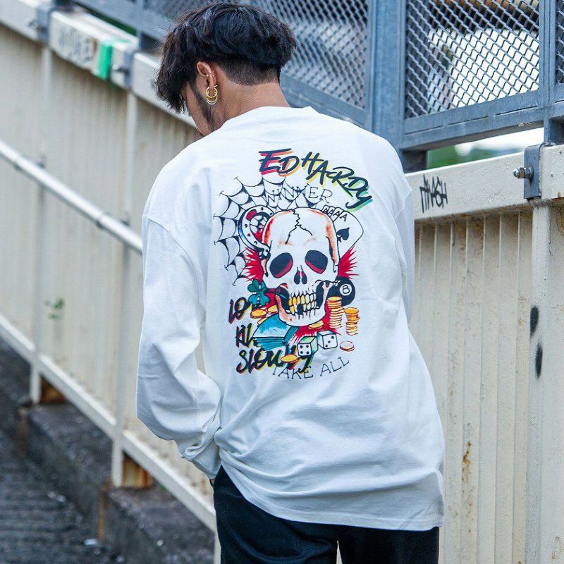 カタリスト/CVTVLIST ED HARDY ロゴプリント ブリーチ加工 Tシャツ