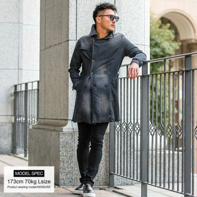 コート メンズ CavariA(キャバリア)ストレッチデニムトレンチコート/全3色