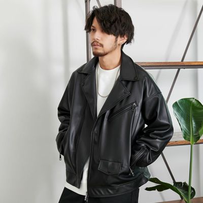 CavariA(キャバリア)ドロップショルダーPUレザーライダースJKT/全1色