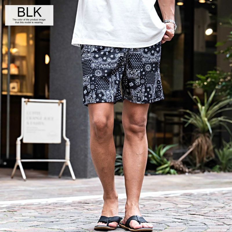 ハーフパンツ メンズ CavariA(キャバリア)ペイズリー柄ダンボール