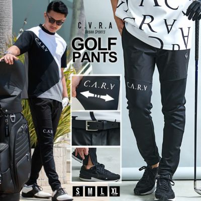 C.V.R.A(シーブイアールエー)光沢ロゴ布帛切替アクティブパンツ/全1色