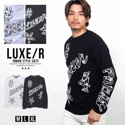 LUXE／R(ラグジュ)PU貼り付け英字ロンTEE/全2色