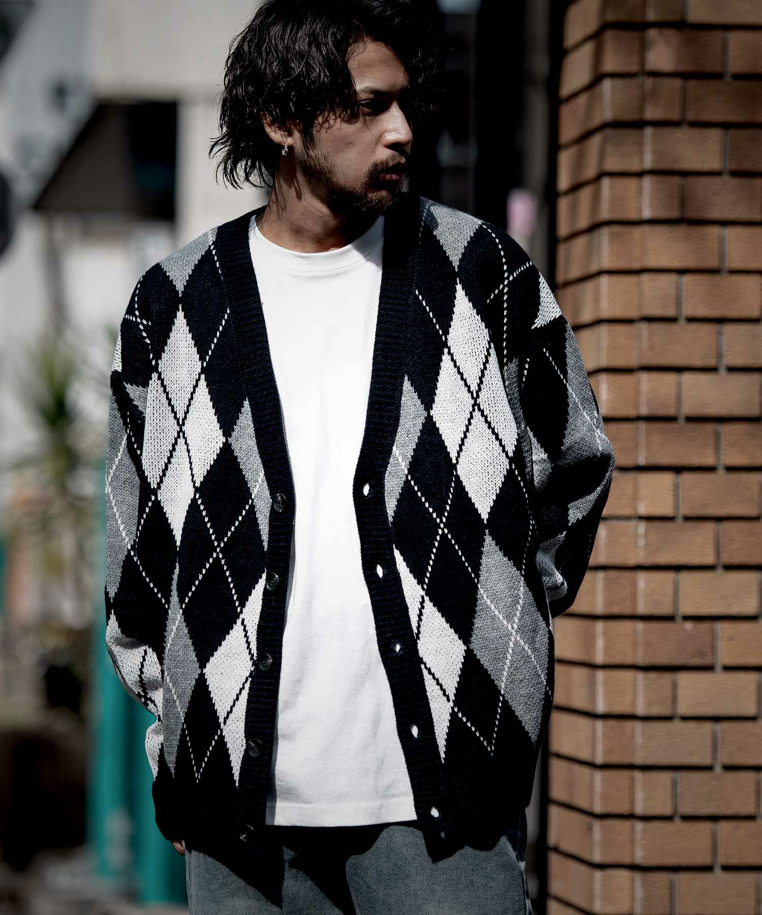 CavariA(キャバリア)アーガイル長袖カーディガン/全3色