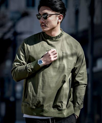 LUXE/R(ラグジュ)ストレッチ布帛バンダナ切替長袖パーカー/全2色 LUXE/R(ラグジュ)ストレッチ布帛バンダナ切替長袖パーカー/全2色