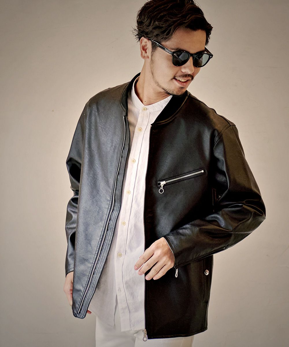 CavariA(キャバリア)PUレザージップ長袖ブルゾン/全3色