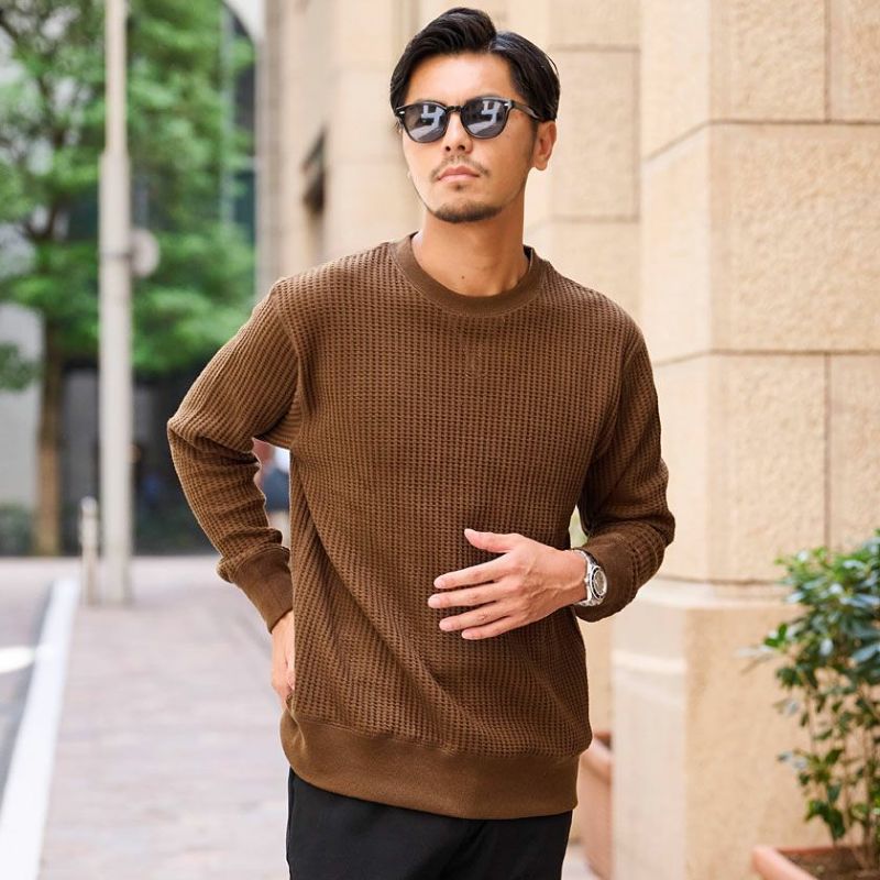 JEMORGAN LONG JOHNS(ジェーイーモーガンロングジョーンズ)ビッグワッフルクルー長袖Tシャツ/全17色
