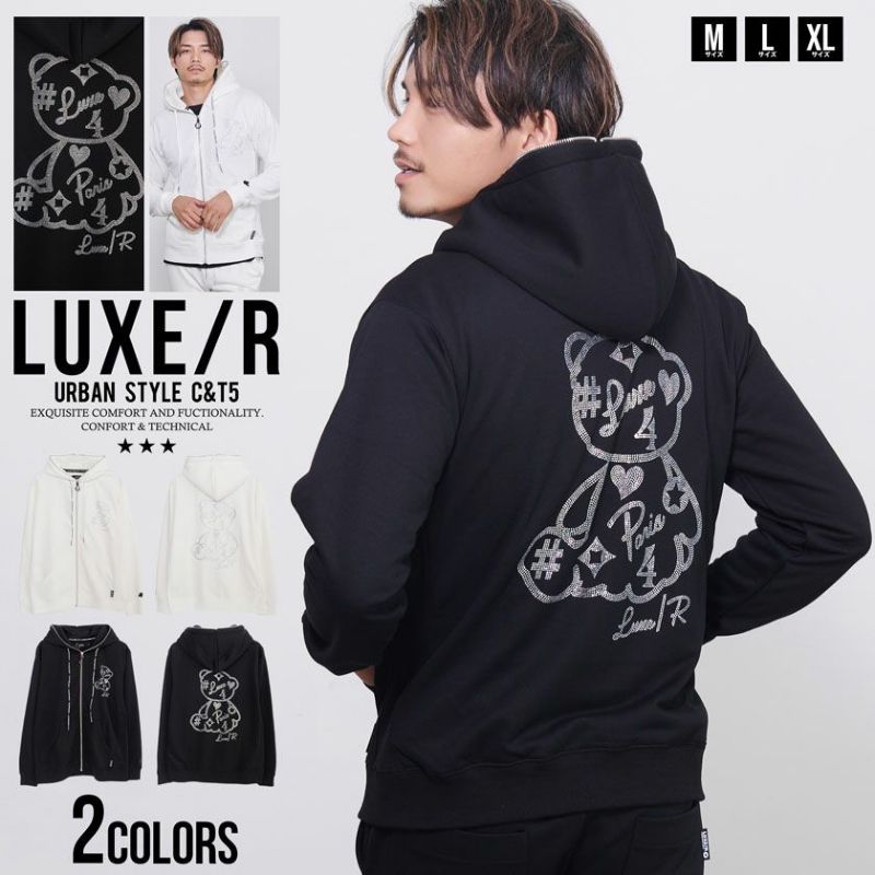 LUXE／R(ラグジュ)ラインストーンベアZIPパーカー 長袖/全2色