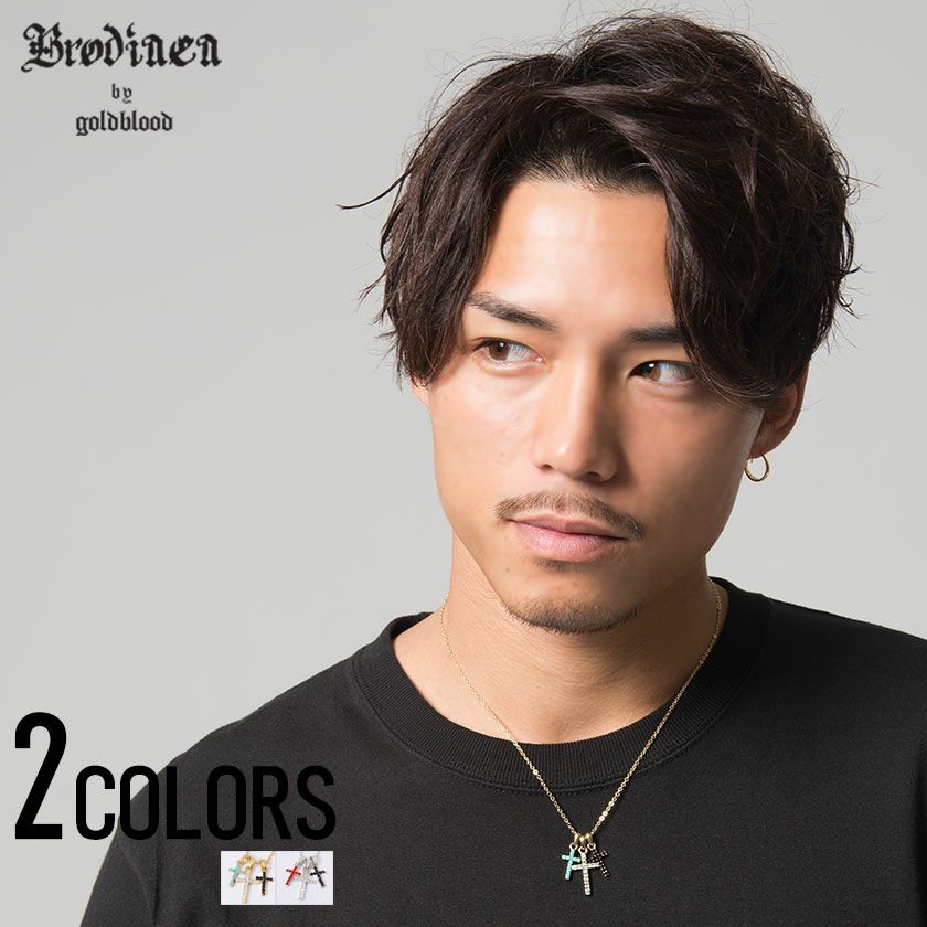  Brodiaea by goldblood(ブローディアバイゴールドブラッド)カラークリスタル3クロスタイニーネックレス/全2色