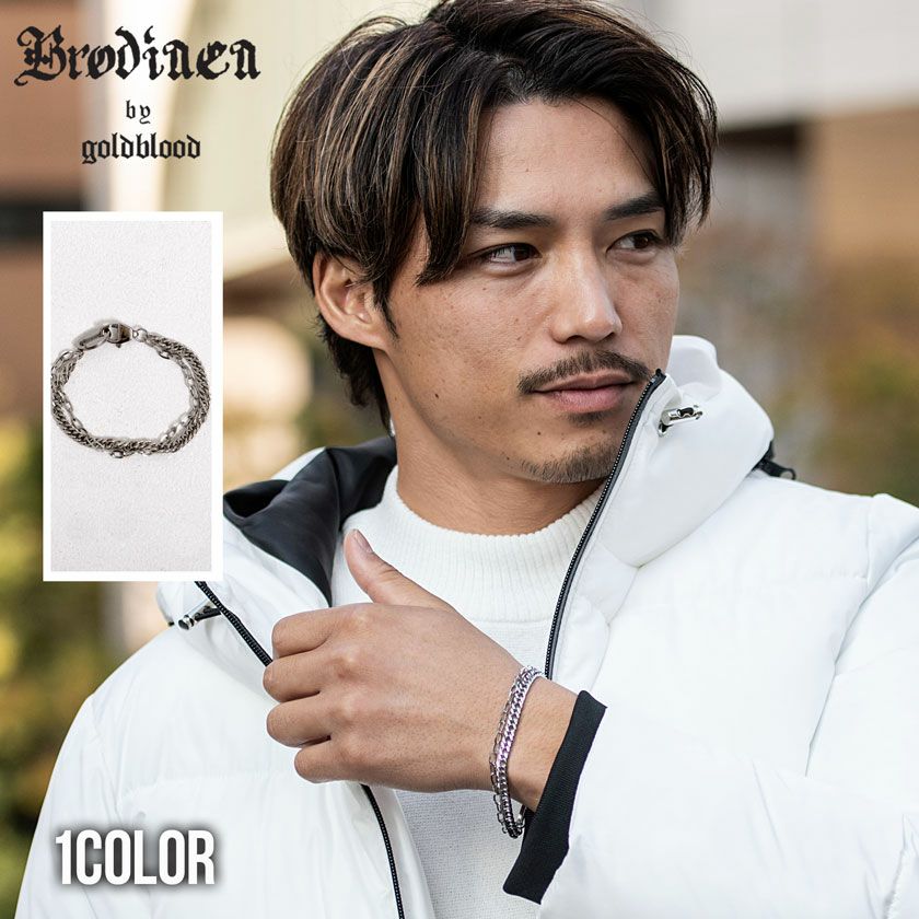 Brodiaea by goldblood(ブローディアバイゴールドブラッド)スチールダブルチェーンブレスレット/全1色
