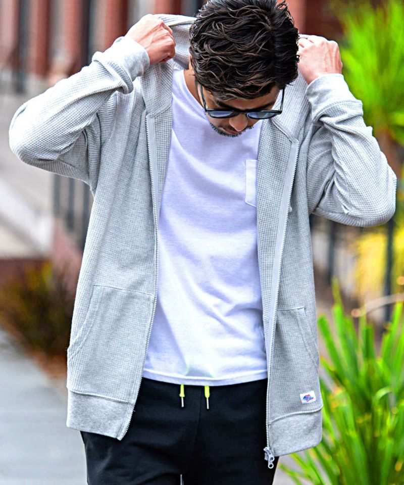 JEMORGAN LONG JOHNS(ジェーイーモーガンロングジョーンズ)CVCワッフルフルジップ長袖パーカ/全7色