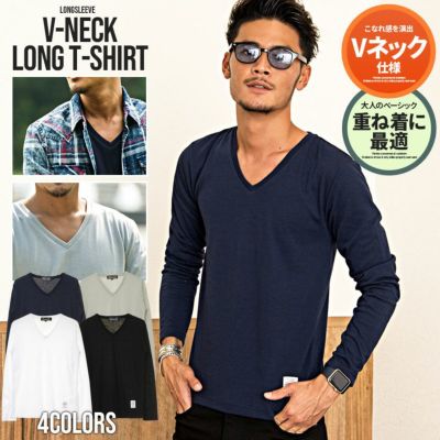 CavariA(キャバリア)天竺Vネック長袖Tシャツ/全4色