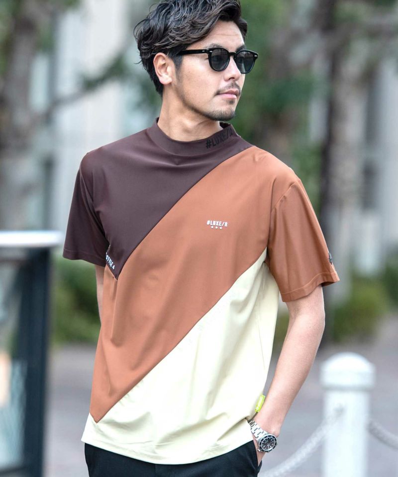 LUXE／R(ラグジュ)ポリスムースモックネックバイアス切替TEE 半袖/全3色