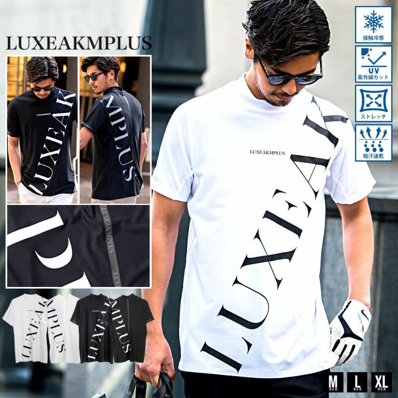 LUXEAKMPLUS(リュクスエイケイエムプラス)TECHNOLOGY PATTERN MOCK NECK半袖Tシャツ/全2色