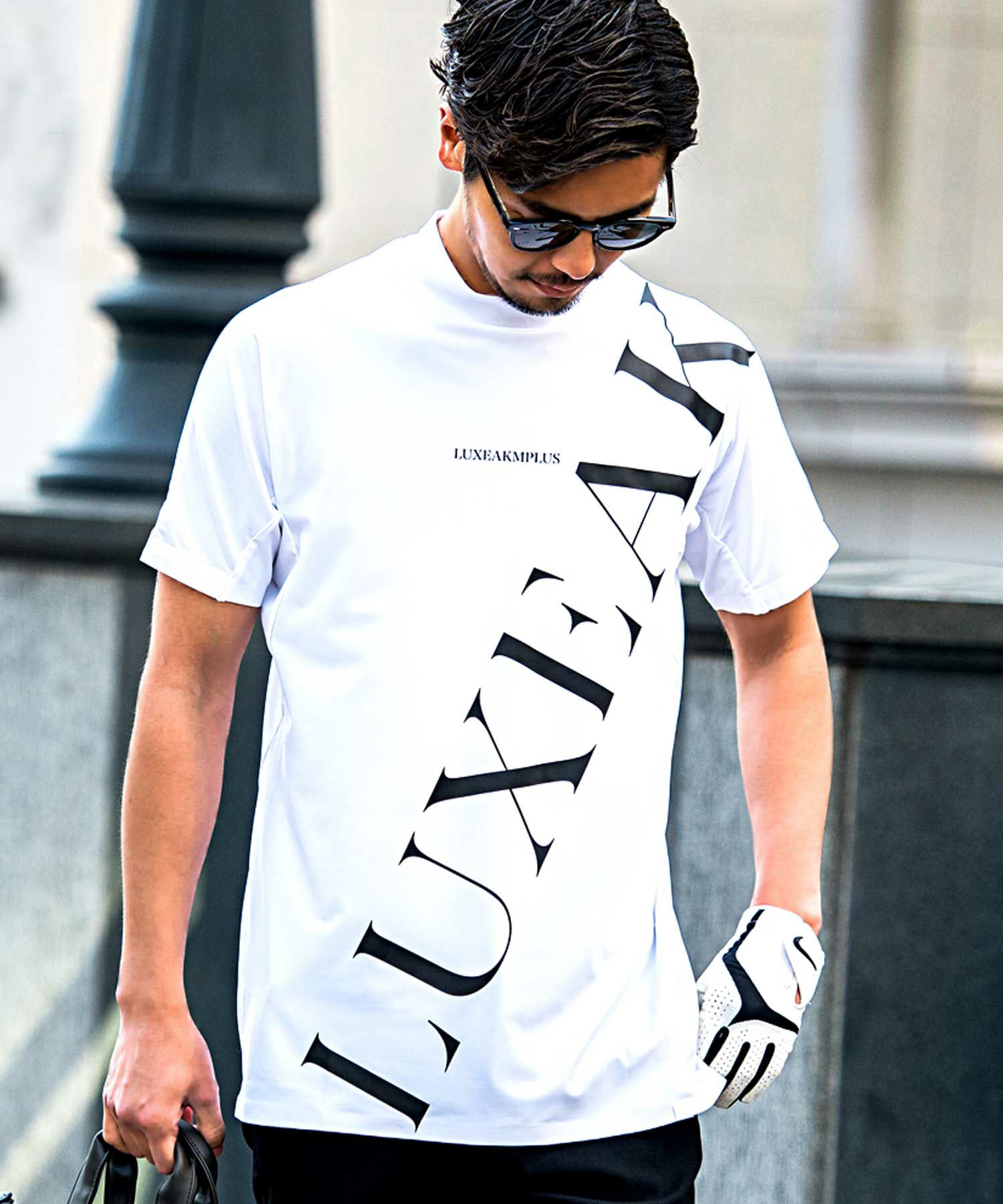 LUXEAKMPLUS(リュクスエイケイエムプラス)TECHNOLOGY PATTERN MOCK NECK半袖Tシャツ/全2色